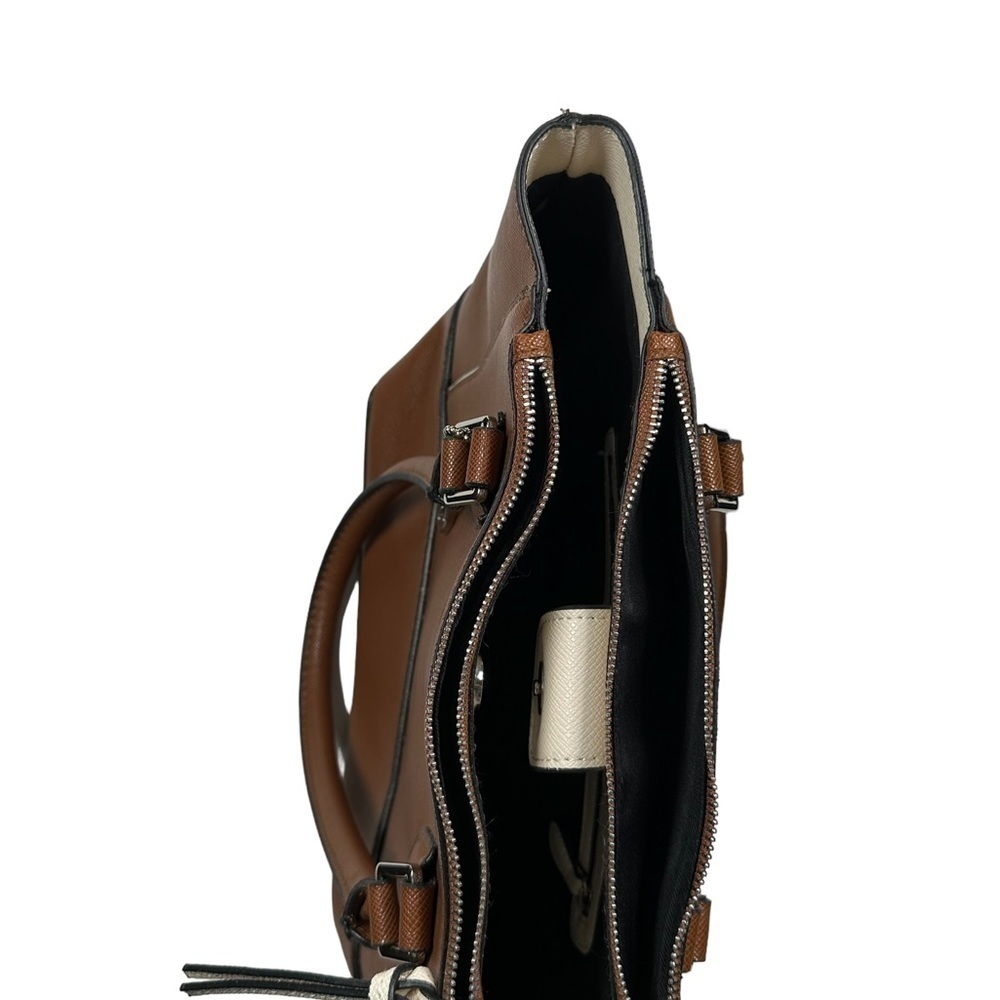 Mondani Rita Tote Satchel Brown Faux Saffiano Leather Handbag Purse - Picture 5 of 8